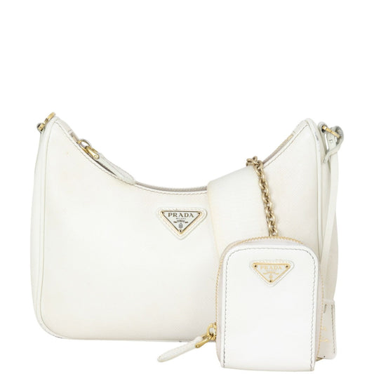Prada Crossbody Bag Re-edition Shoulder Bag 2 Saffiano White