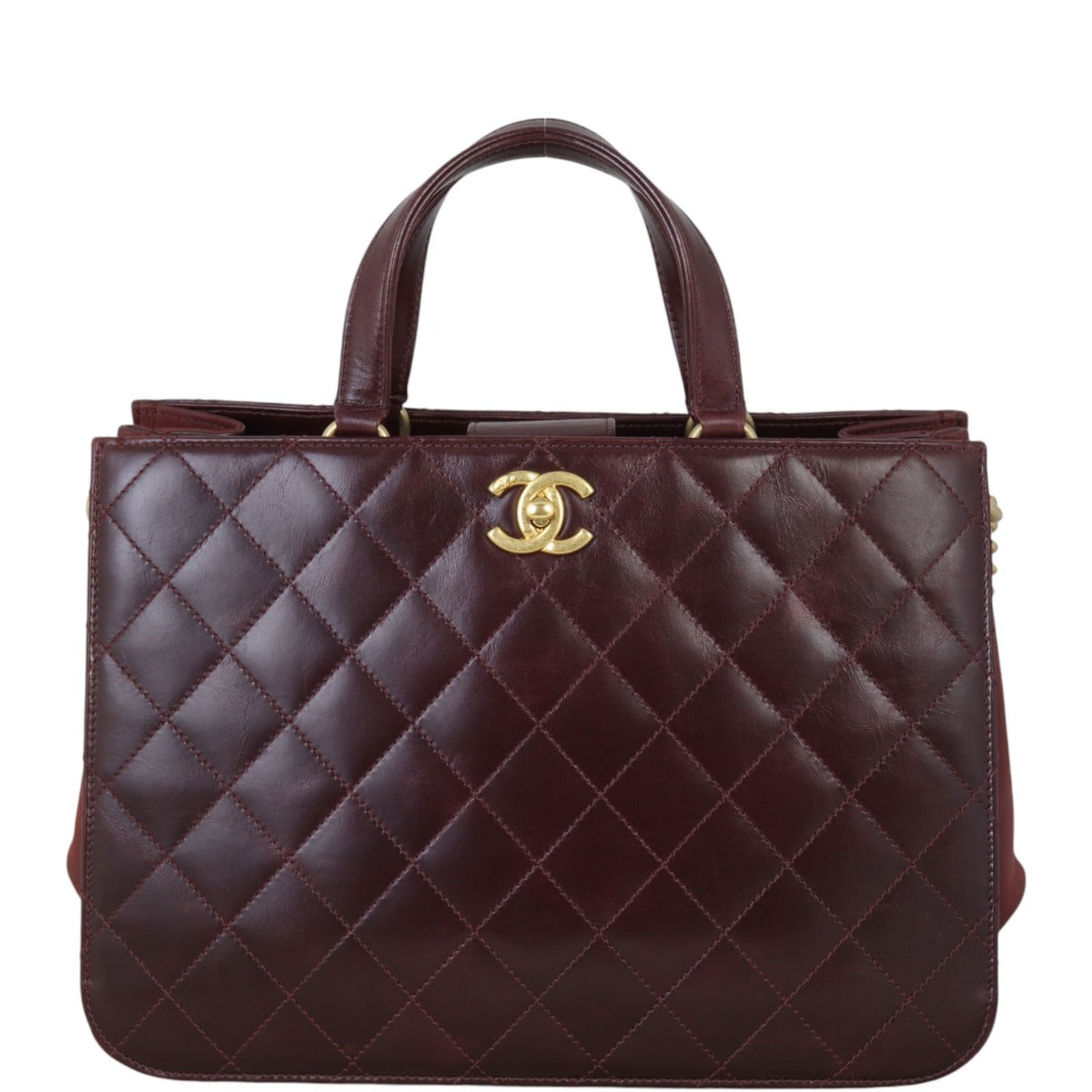 Chanel CC Portobello Tote Quilted Red Shoulder Bag