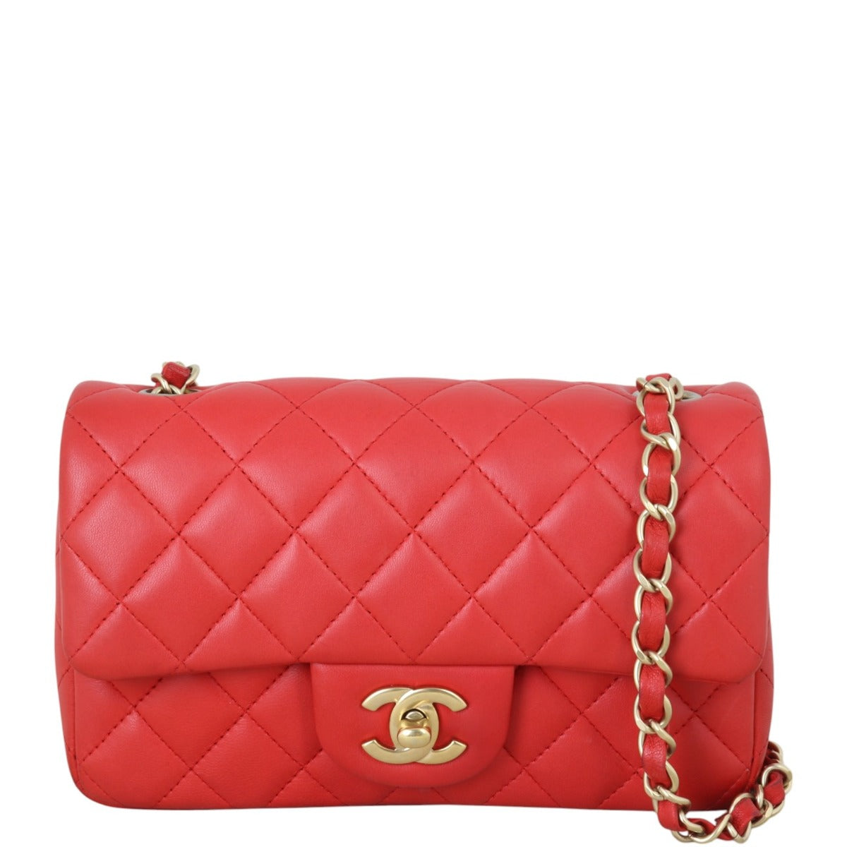 Chanel Classic Flap Rectangular Bag Lambskin Red Crossbody Bag