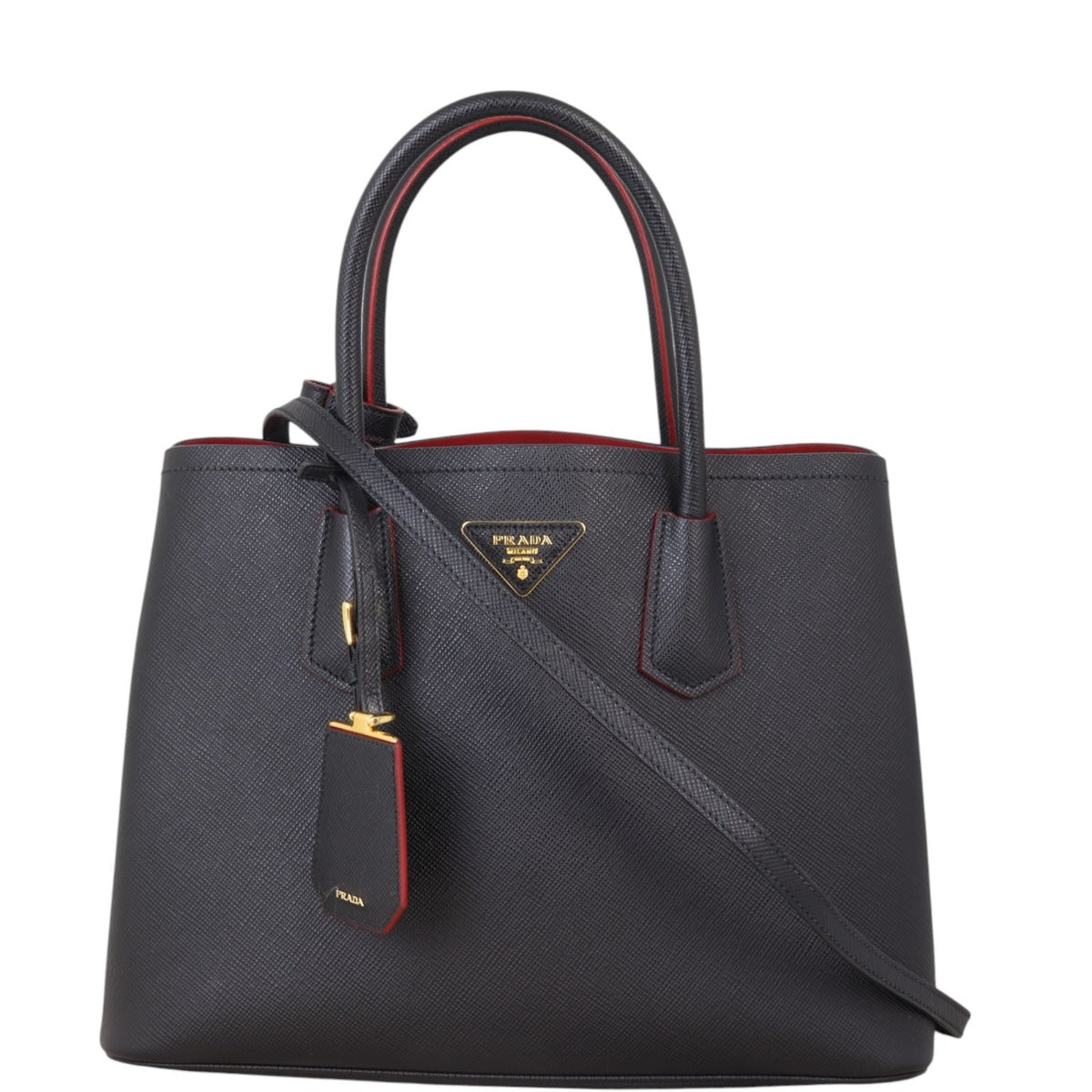 Prada Tote Bag Cuir Double Bag 5 Saffiano Black Medium Shoulder Bag