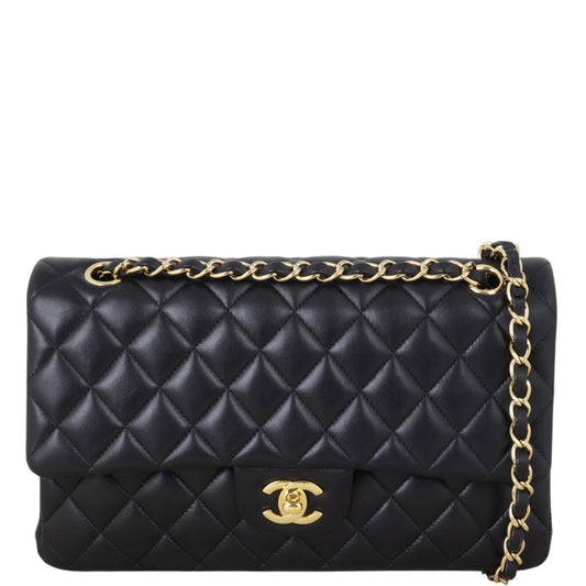 Chanel Classic Double Flap Handbag Quilted Black Shoulder Bag Medium 29102024
