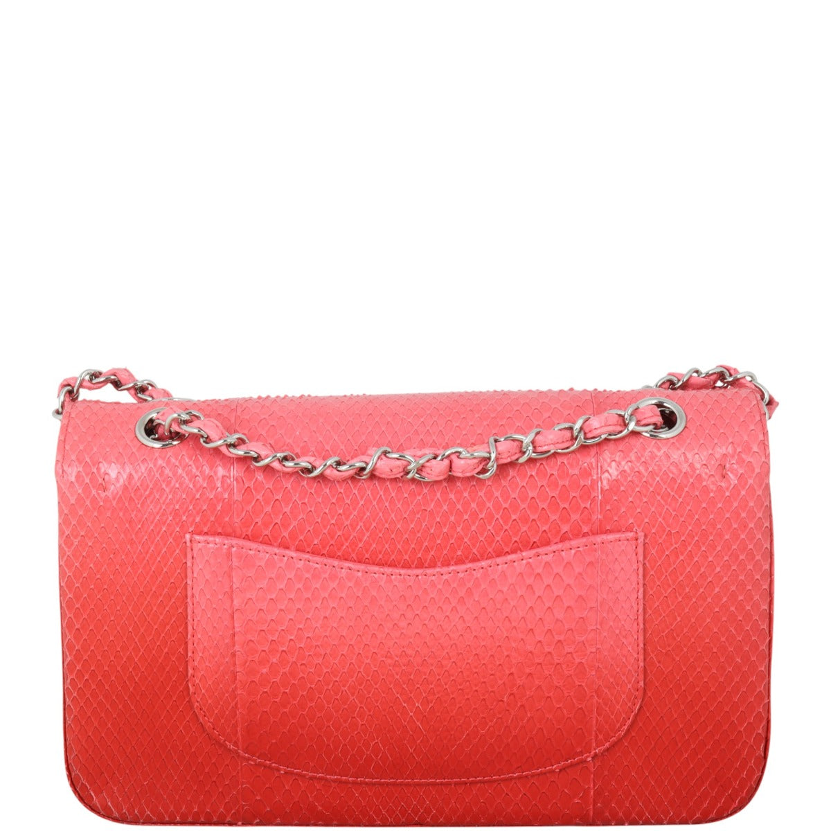 Chanel Classic Double Flap Python Ombre Handbag Red Pink Crossbody Bag