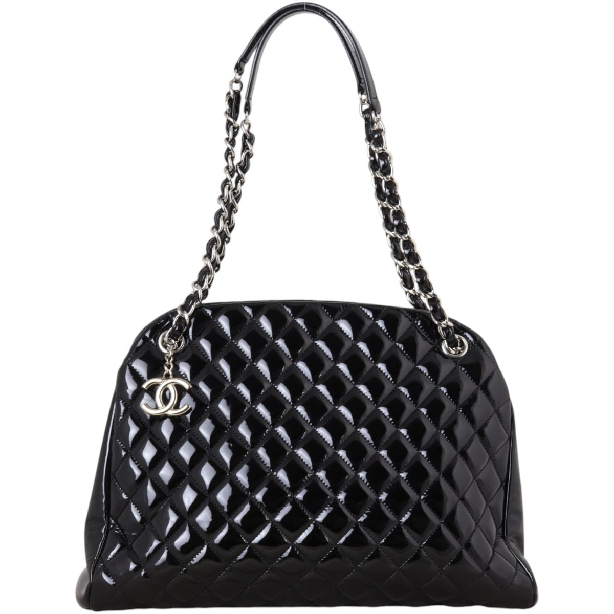 Chanel Mademoiselle Bowler Bag Patent Quilted Black Shoulder Bag