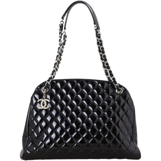 Chanel Mademoiselle Bowler Bag Patent Quilted Black Shoulder Bag