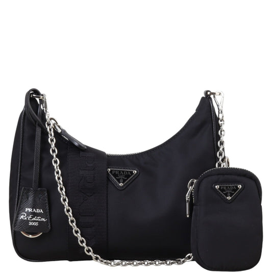 Prada Shoulder Bag Re-Edition Tessuto 2 Nylon Black
