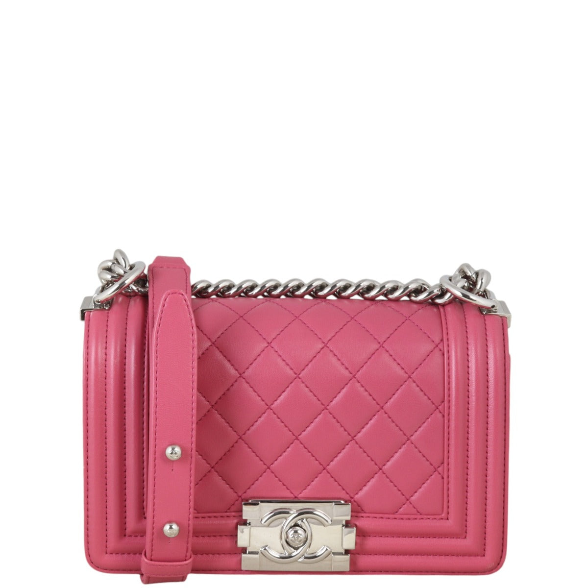 Chanel Boy Handbag Quilted Pink Crossbody Bag