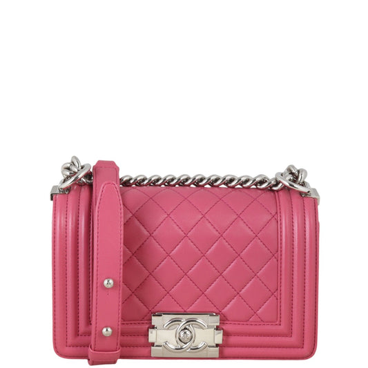 Chanel Boy Handbag Quilted Pink Crossbody Bag