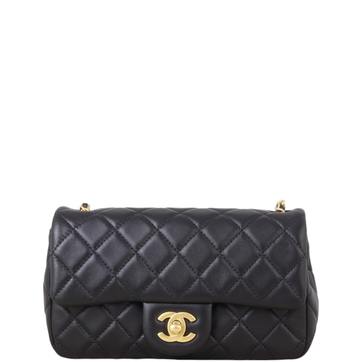 Chanel Pearl Crush Mini Rectangular Flap Bag Lambskin Quilted Black Mini Bag