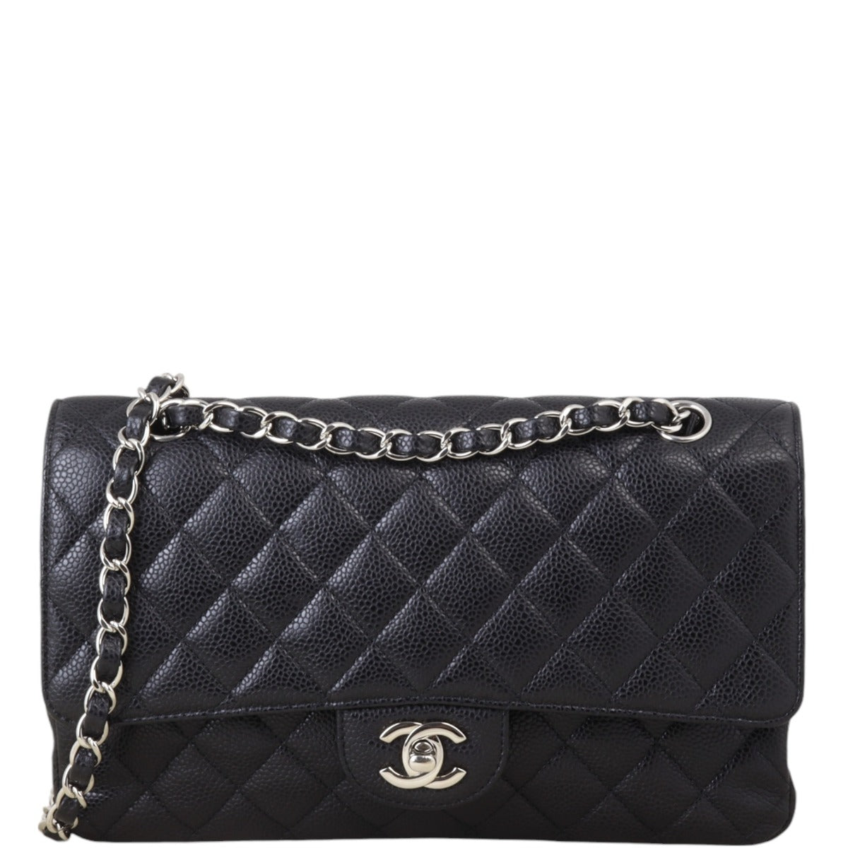 Chanel Classic Double Flap Caviar Handbag Quilted Black