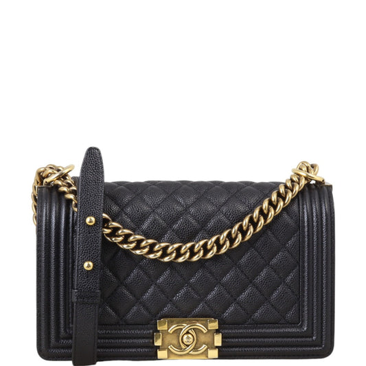 Chanel Boy Old Handbag Quilted Black Medium 03122024