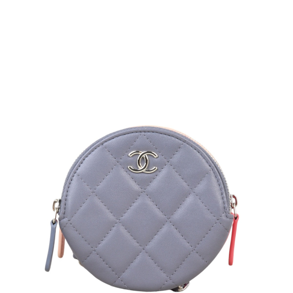 Chanel CC Round Triple Zip Pouch on Chain Quilted Pink Crossbody Bag