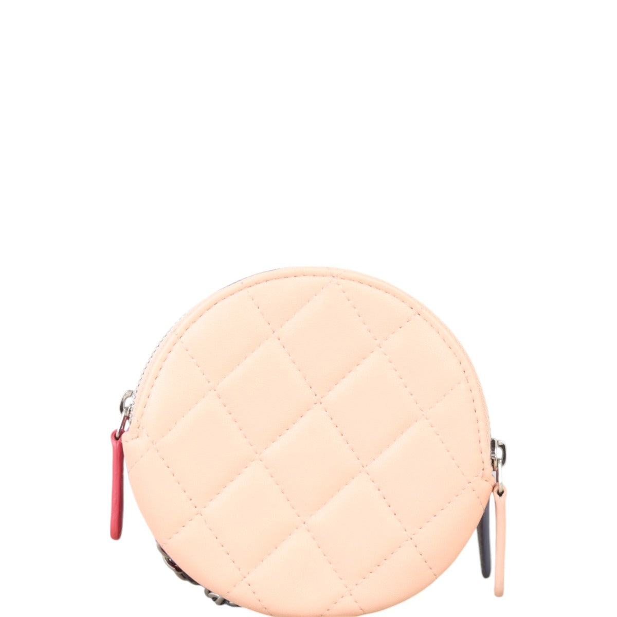 Chanel CC Round Triple Zip Pouch on Chain Quilted Pink Crossbody Bag