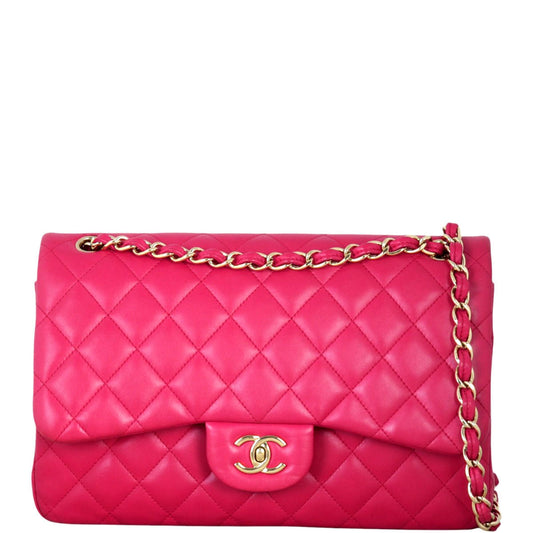 Chanel Classic Double Jumbo Handbag Quilted Pink Crossbody Bag