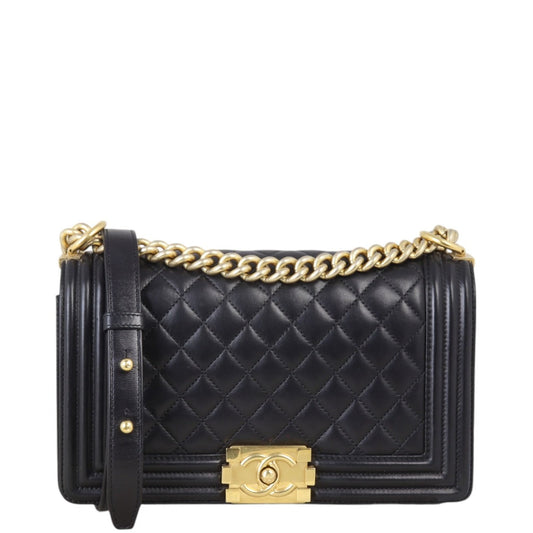 Chanel Boy Old Handbag Quilted Black Crossbody Bag Medium 20122024