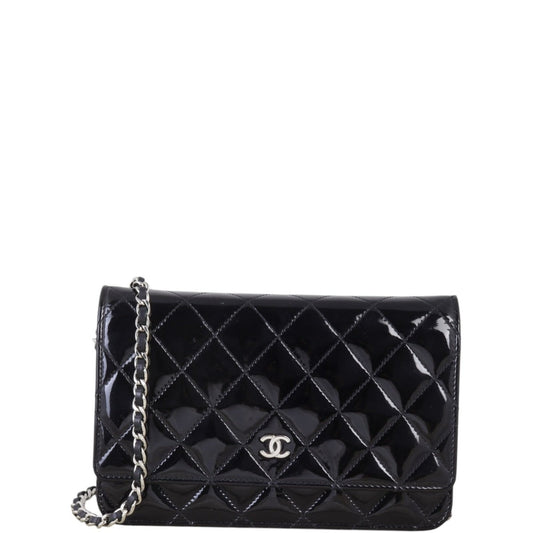 Chanel Classic Wallet on Patent Handbag Quilted Black Shoulder Bag