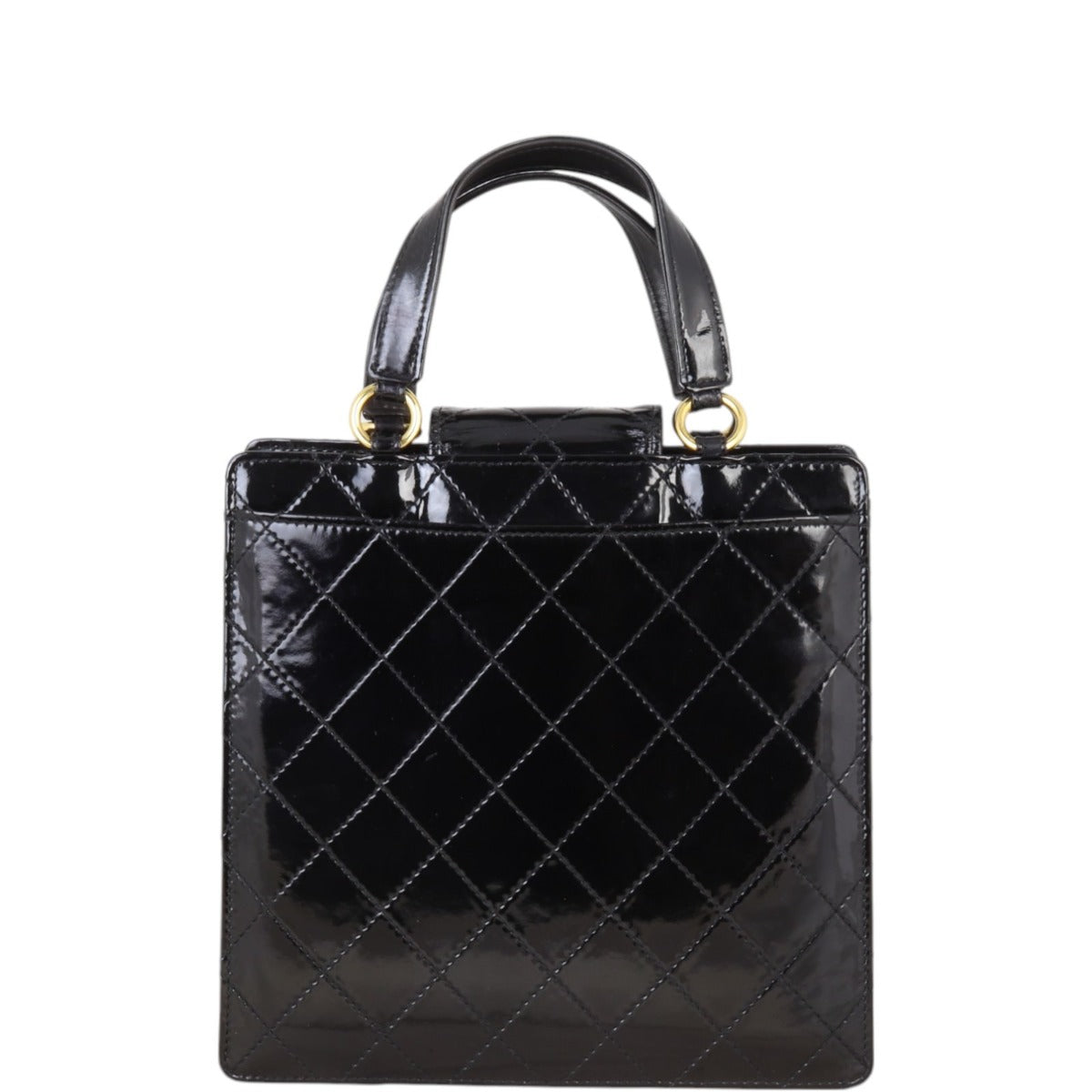 Chanel CC Tall Tote Patent Quilted Black Tote Bag