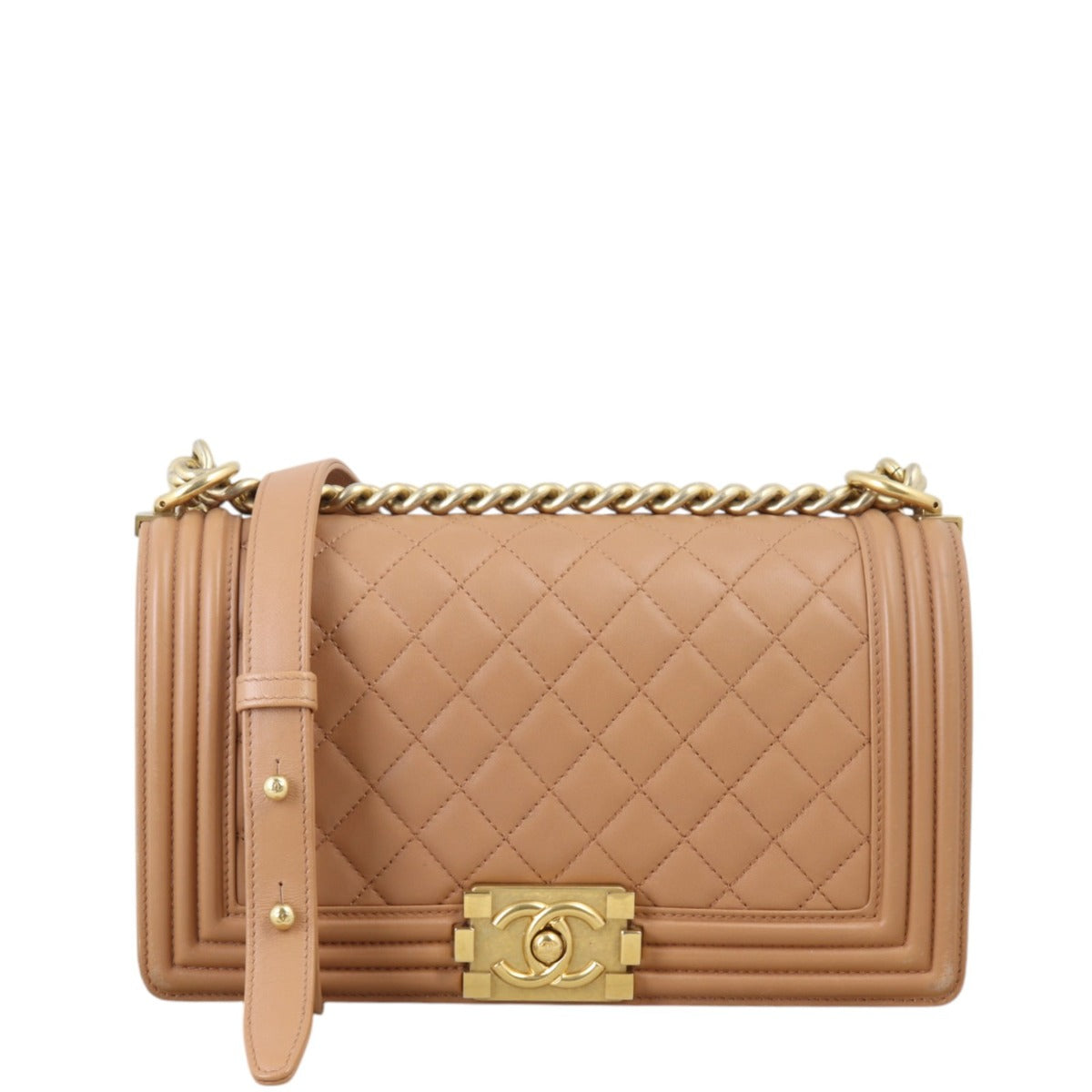 Chanel Boy Old Handbag Quilted Brown Crossbody Bag