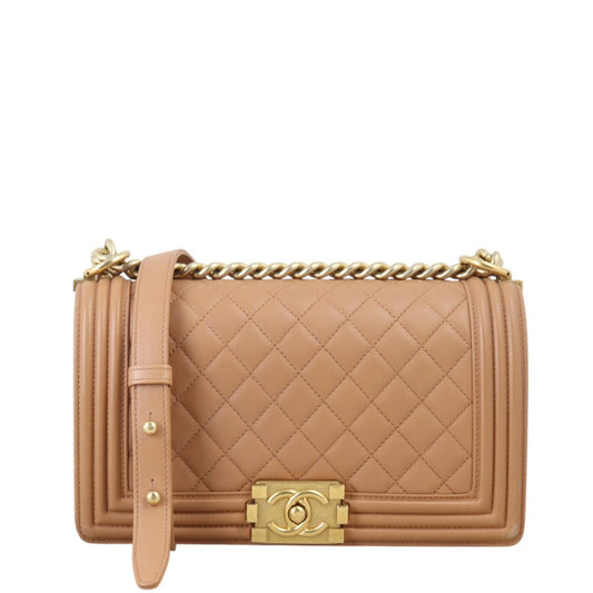 Chanel Boy Old Handbag Quilted Brown Crossbody Bag