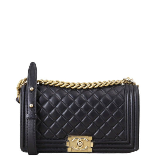 Chanel Boy Old Handbag Quilted Black Crossbody Bag Medium 31012025