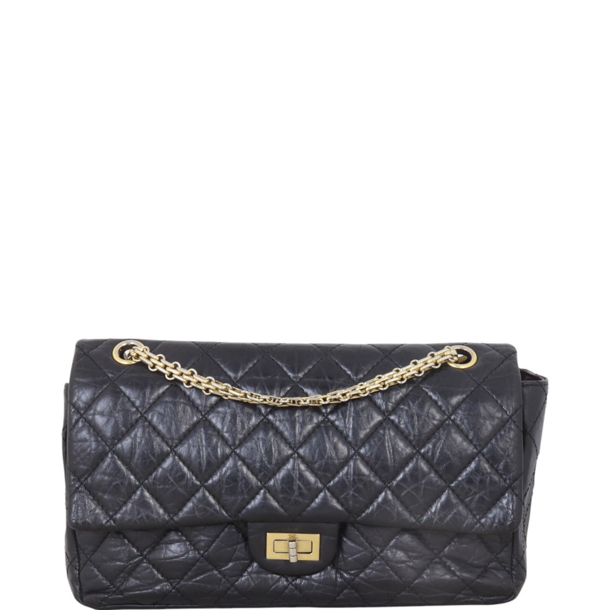 Chanel 2.55 Reissue 226 Double Bag Quilted Black Shoulder Bag