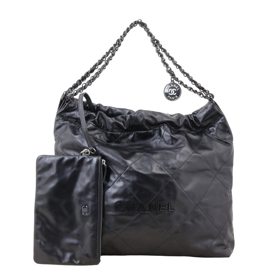 Chanel 22 Hobo Quilted Black Hobo Bag