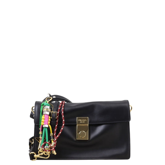 Prada Shoulder Bag Soft Sound Leather Black Small