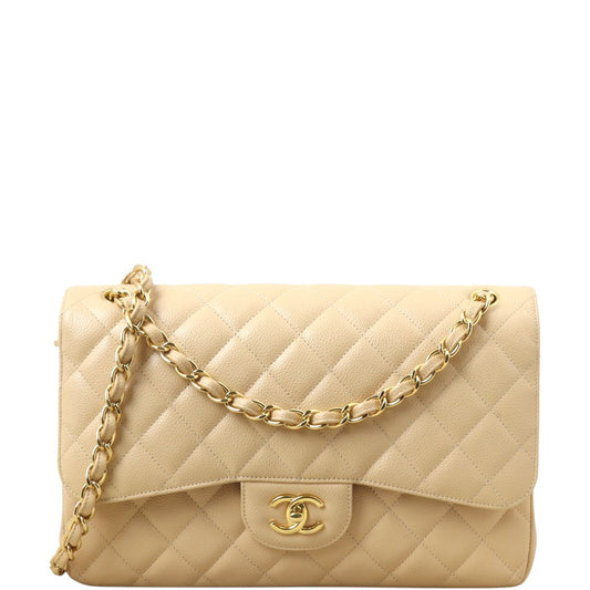 Chanel Classic Double Jumbo Caviar Handbag Quilted Pink Crossbody Bag