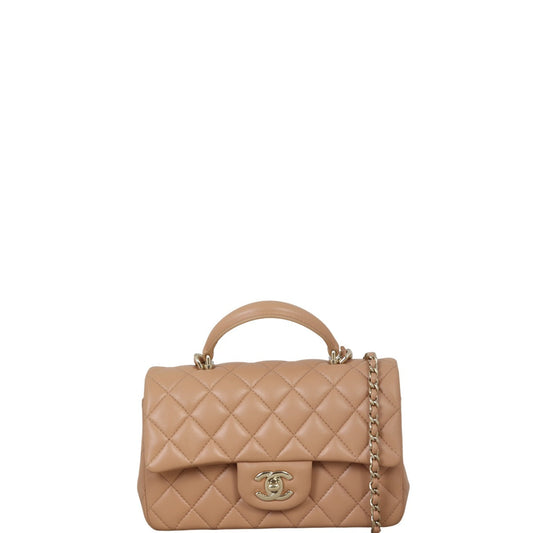 Chanel Classic Flap Rectangular Top Handle Lambskin Quilted Crossbody Bag
