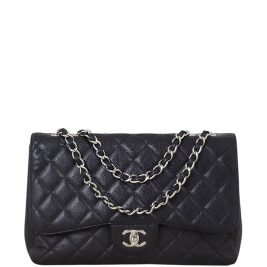Chanel Classic Single Jumbo Caviar Handbag Quilted Black Crossbody Bag Jumbo 13032025