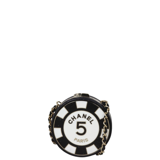 Chanel Enamel Round Poker Chip Clutch With Black Mini Crossbody Bag