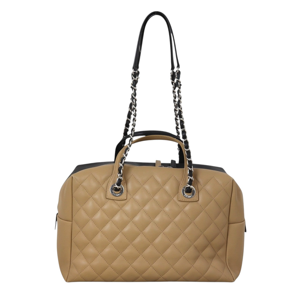 Chanel CC Bicolour Bowling Bag Quilted Black Shoulder Bag
