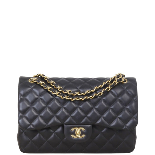 Chanel Classic Double Jumbo Lambskin Handbag Quilted Black Crossbody Bag Jumbo 25032025