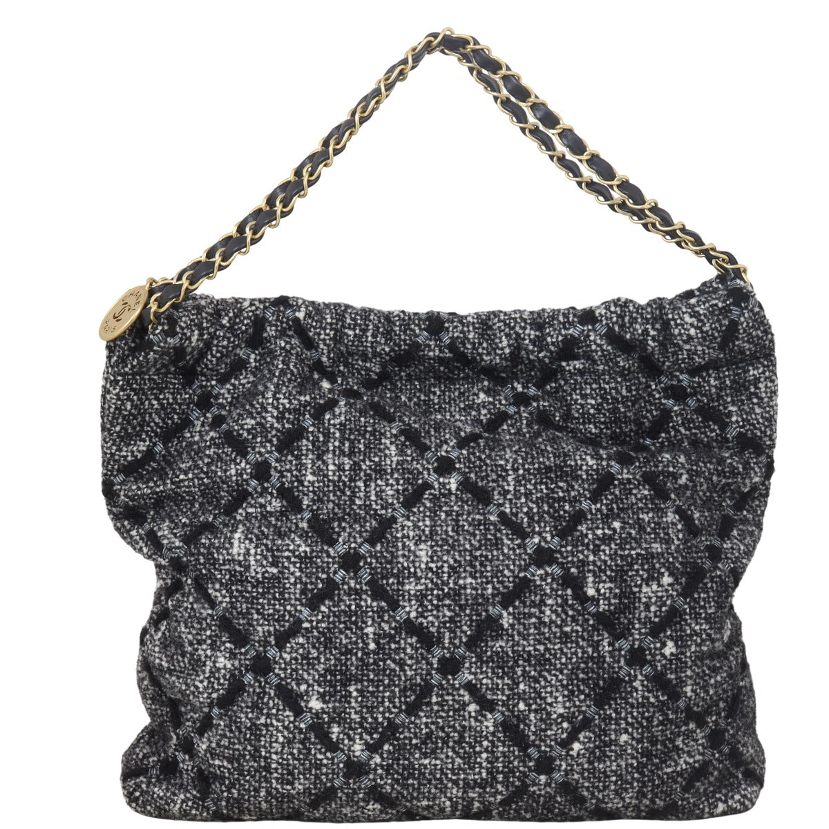 Chanel 22 Hobo Tweed Quilted Black Shoulder Bag