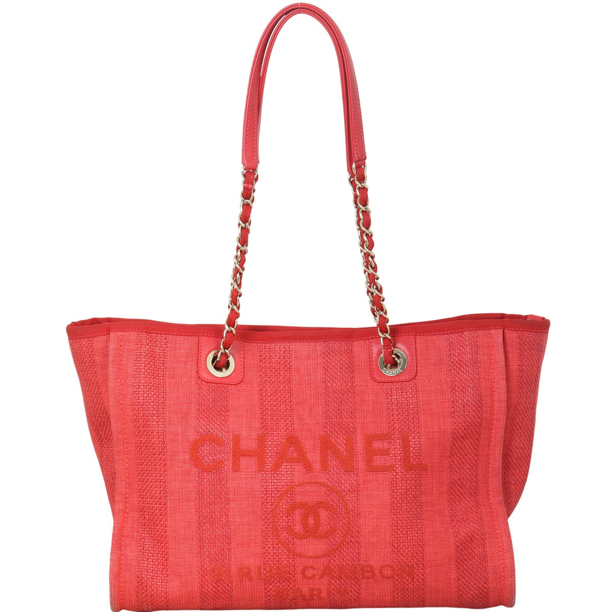 Chanel Deauville Tote Red Small Shoulder Bag