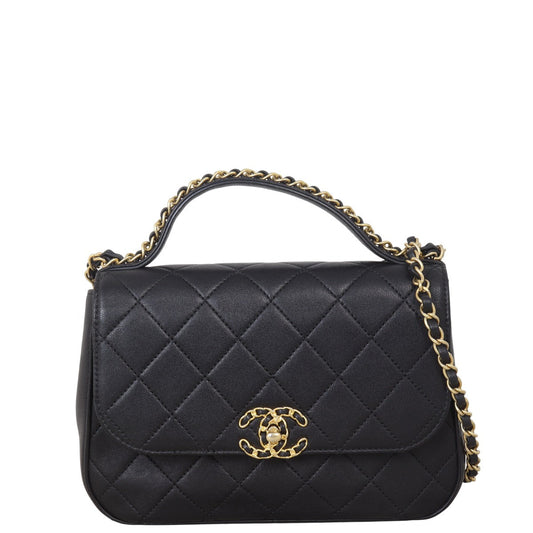 Chanel 19 Infinity Chain Top Handle Quilted Black Crossbody Bag