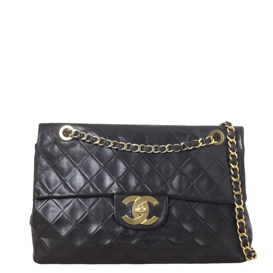 Chanel Maxi Jumbo XL Single Handbag Quilted Black Shoulder Bag Flap 08042025