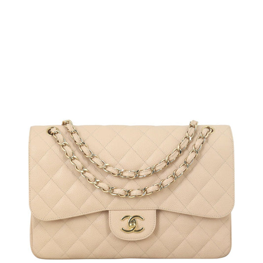 Chanel Classic Double Jumbo Caviar Handbag Quilted Flap Shoulder Bag