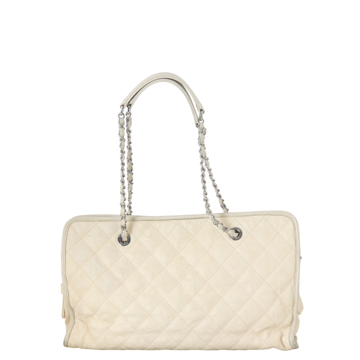 Chanel French Riviera Zip Shopping Tote Quilted White Shoulder Bag Tote 13102025