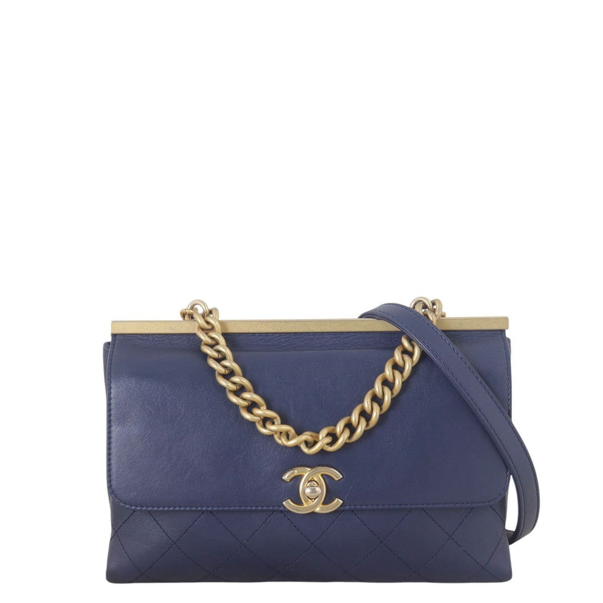 Chanel Coco Luxe Flap Bag Quilted Blue Crossbody Bag