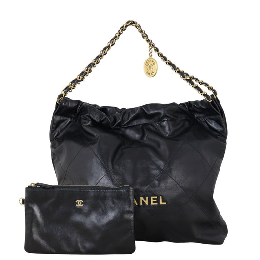 Chanel 22 Hobo Quilted Black Shoulder Bag