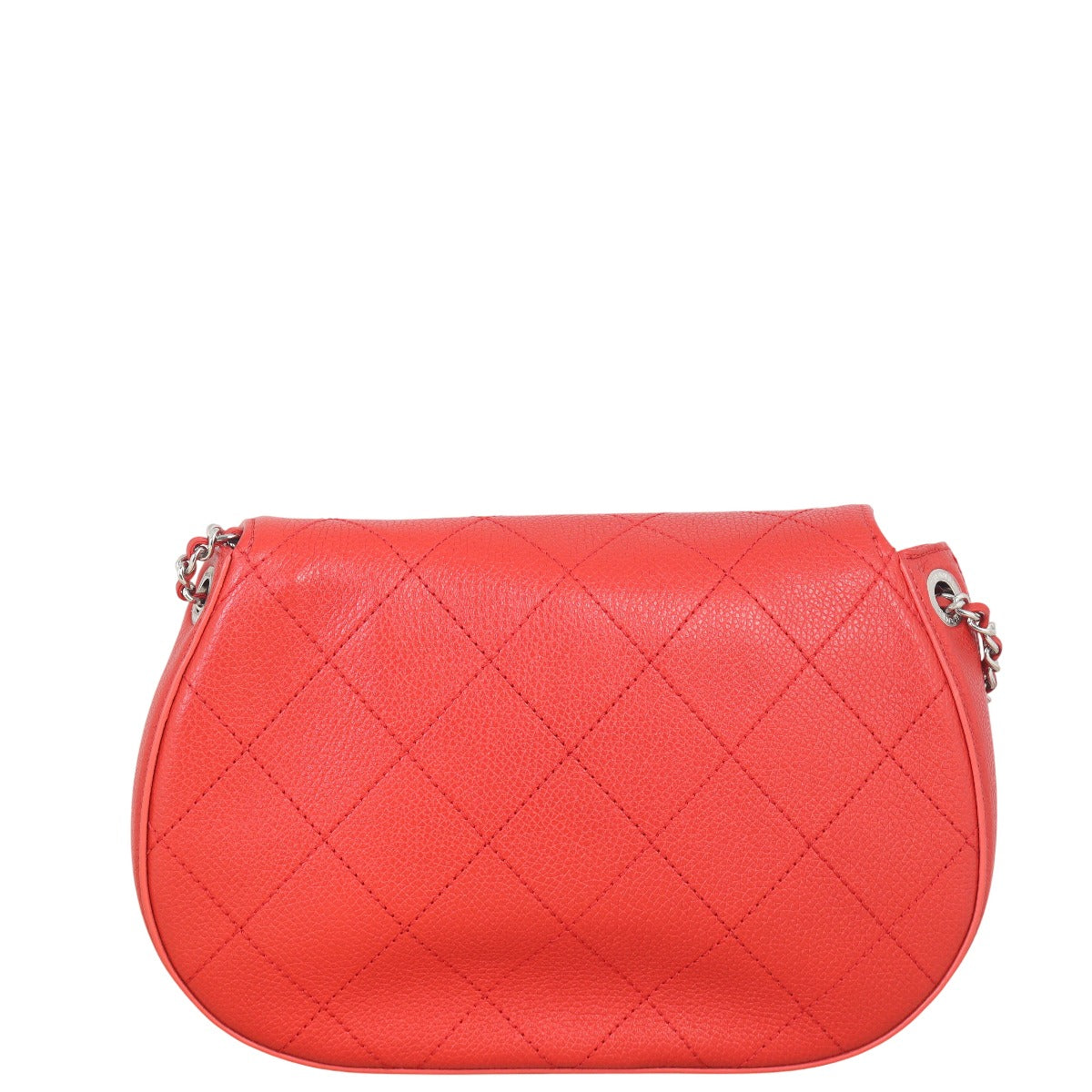 Chanel Accordion Saddle Bag Quilted Red Shoulder Bag