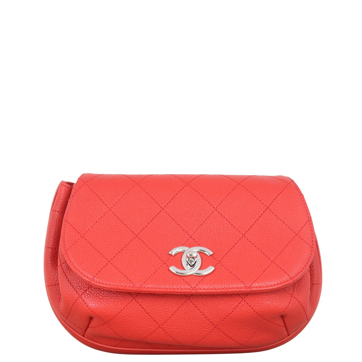 Chanel Accordion Saddle Bag Quilted Red Shoulder Bag