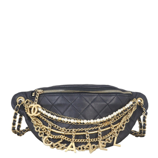 Chanel All About Chains Waist Bag Quilted Black Shoulder Bag