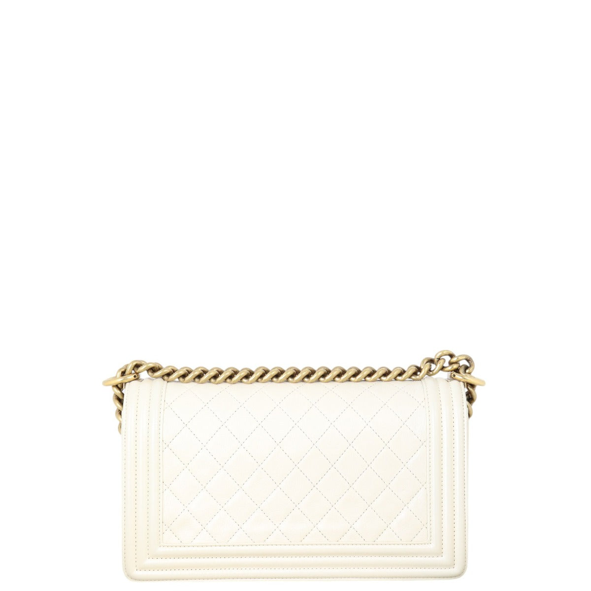 Chanel Boy Old Handbag Quilted White Crossbody Bag