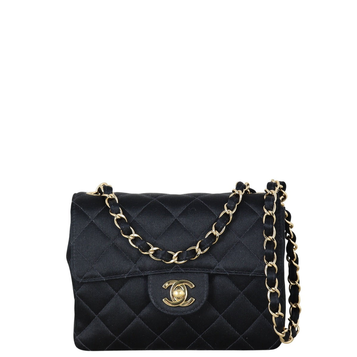 Chanel Classic Flap Mini Square Handbag Satin Quilted Crossbody Bag