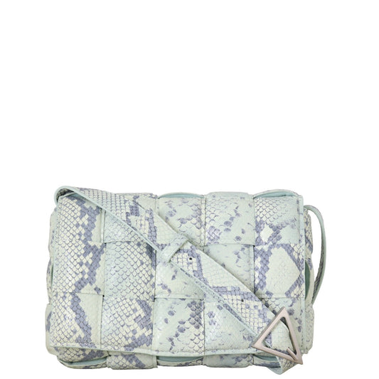 Bottega Veneta Padded Cassette Snakeskin Embossed Crossbody Bag