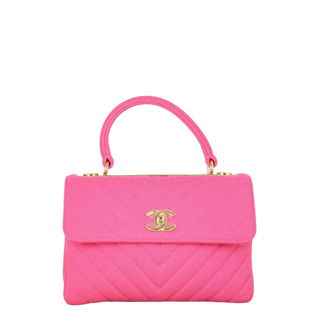Chanel CC Trendy Chevron Jersey Handbag Quilted Pink Shoulder Bag