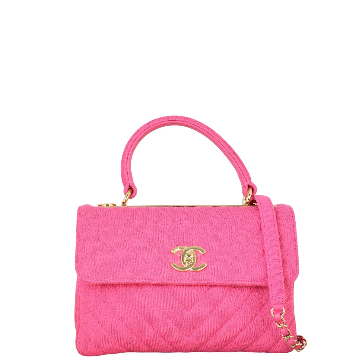 Chanel CC Trendy Chevron Jersey Handbag Quilted Pink Shoulder Bag