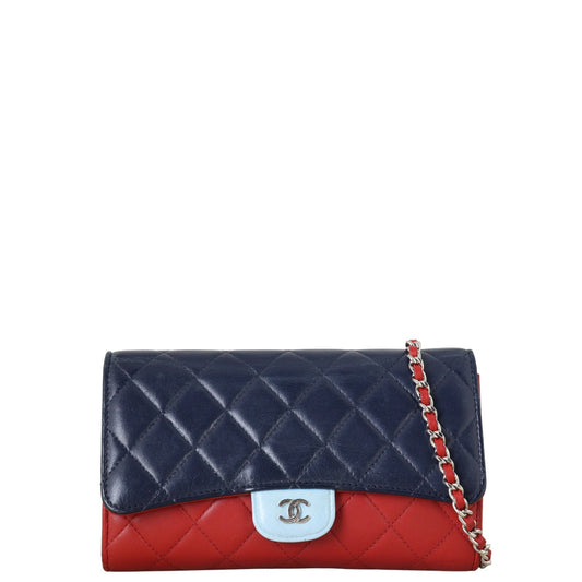 Chanel CC Wallet on Chain Tricolour Handbag Quilted Blue Shoulder Bag