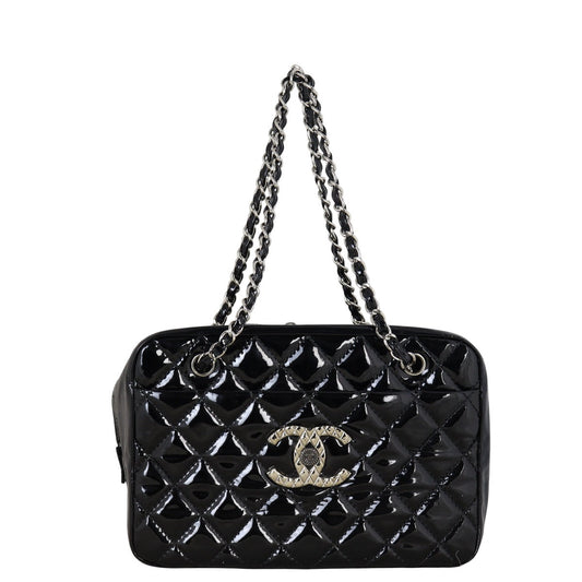 Chanel Brilliant Patent Camera Bag Quilted Black Shoulder Bag